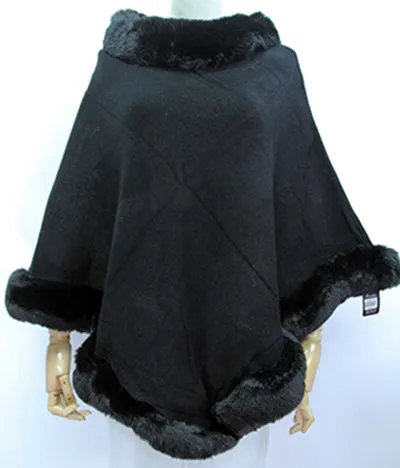 Poncho Full Fake  Fur Trim