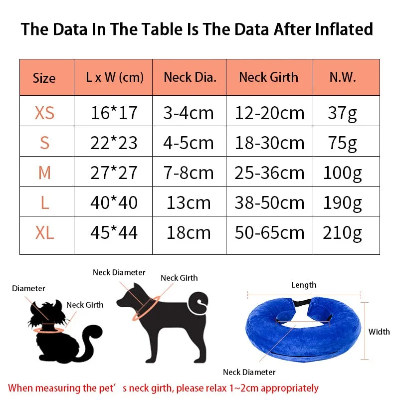 Portable Comfy Inflatable PVC Dog/Cat Cloth Collar