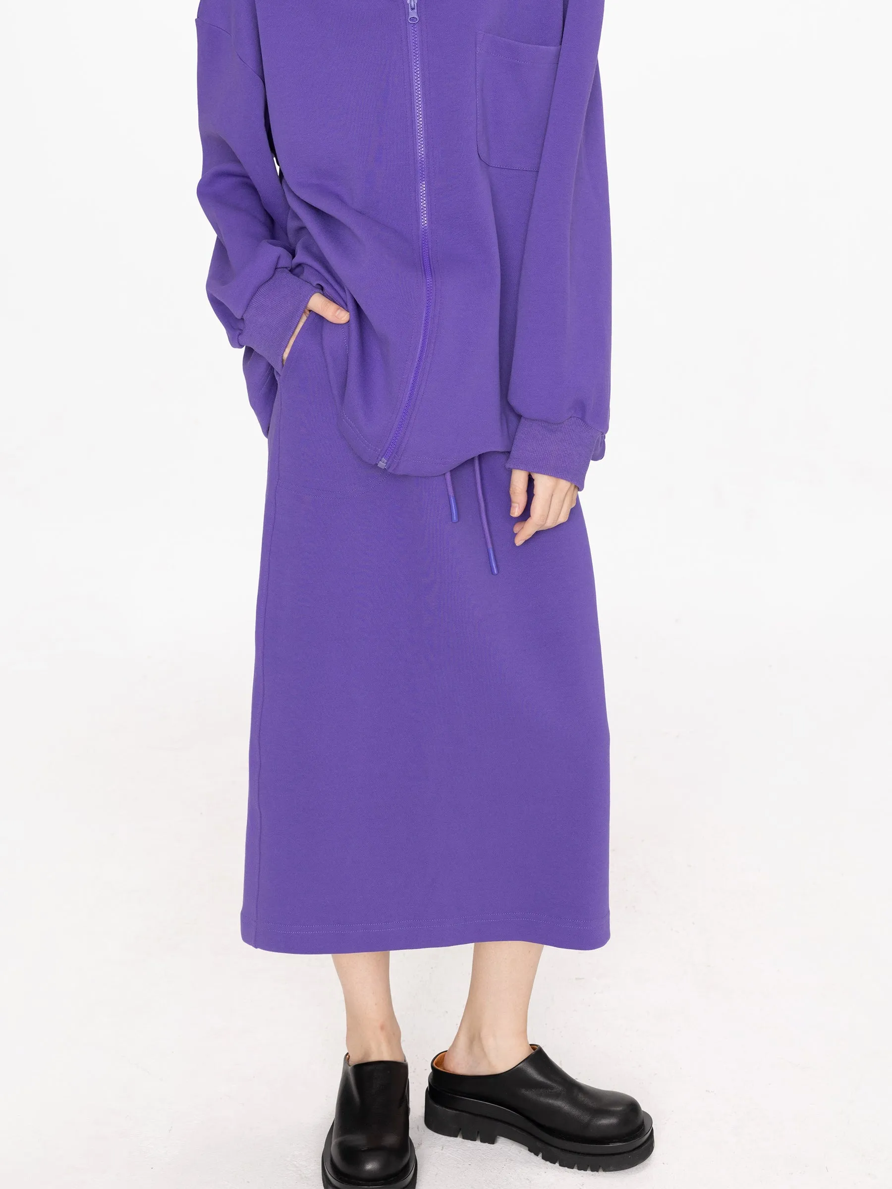 Purple A-line Midi Skirt