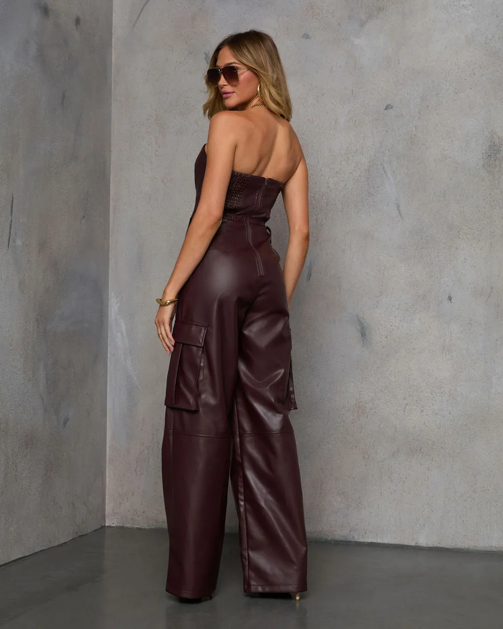 Rayna Strapless Faux Leather Jumpsuit