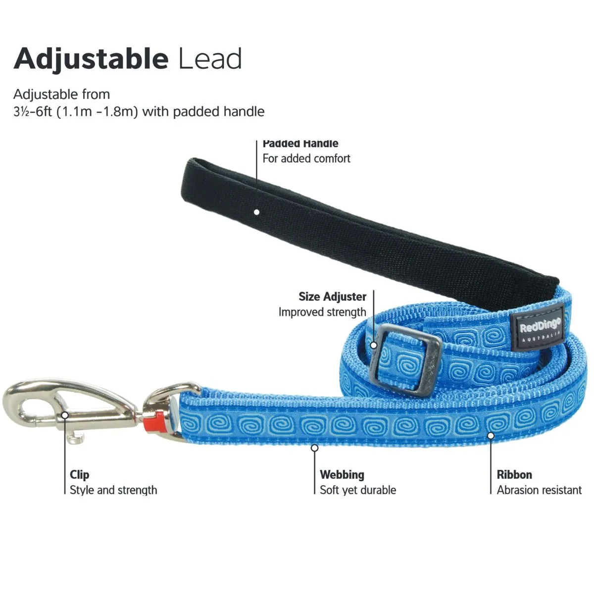 Reflective Ziggy Black Dog Leash