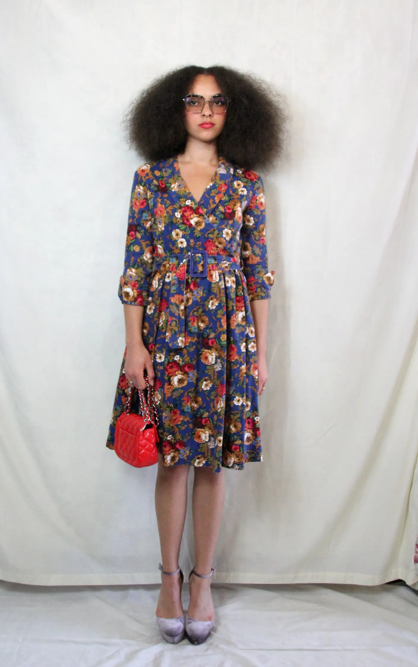 RENT Floral Midi 1950s Style Tea Dress