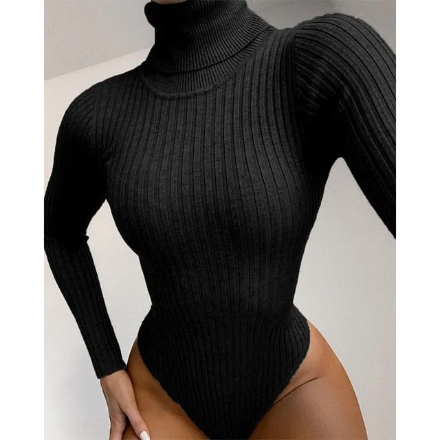 Ribbed Turtleneck Bodysuit