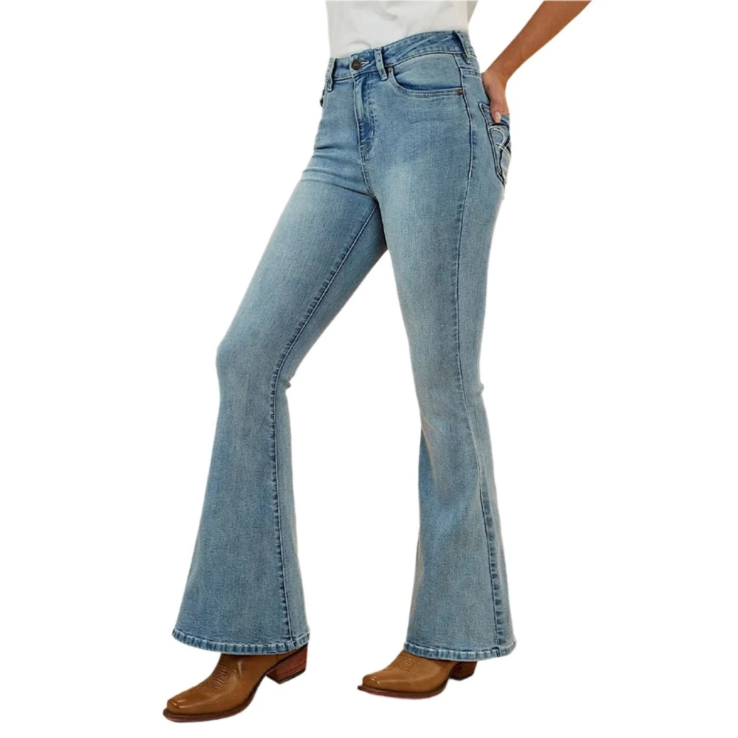 Ringers Western Women's Bowie Flare Jean - Light Blue