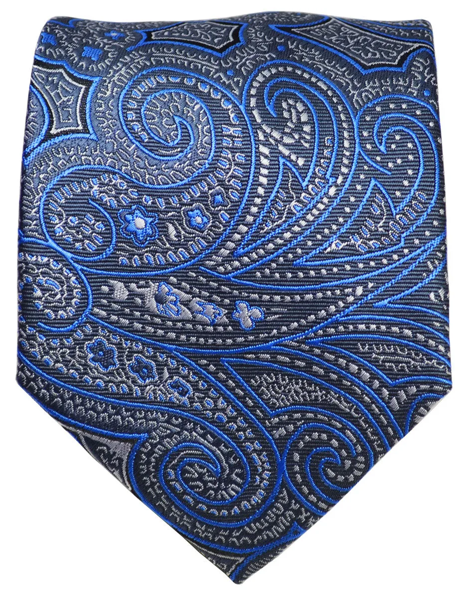 Royal Blue and Grey Paisley Men's Necktie