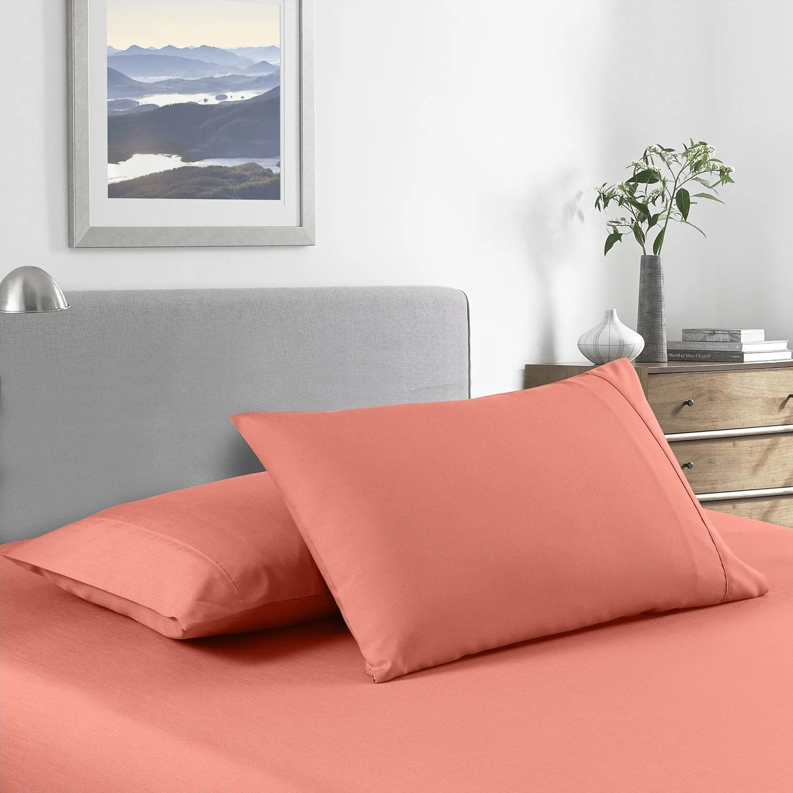 Royal Comfort 2000 Thread Count Bamboo Cooling Sheet Set Ultra Soft Bedding King Peach