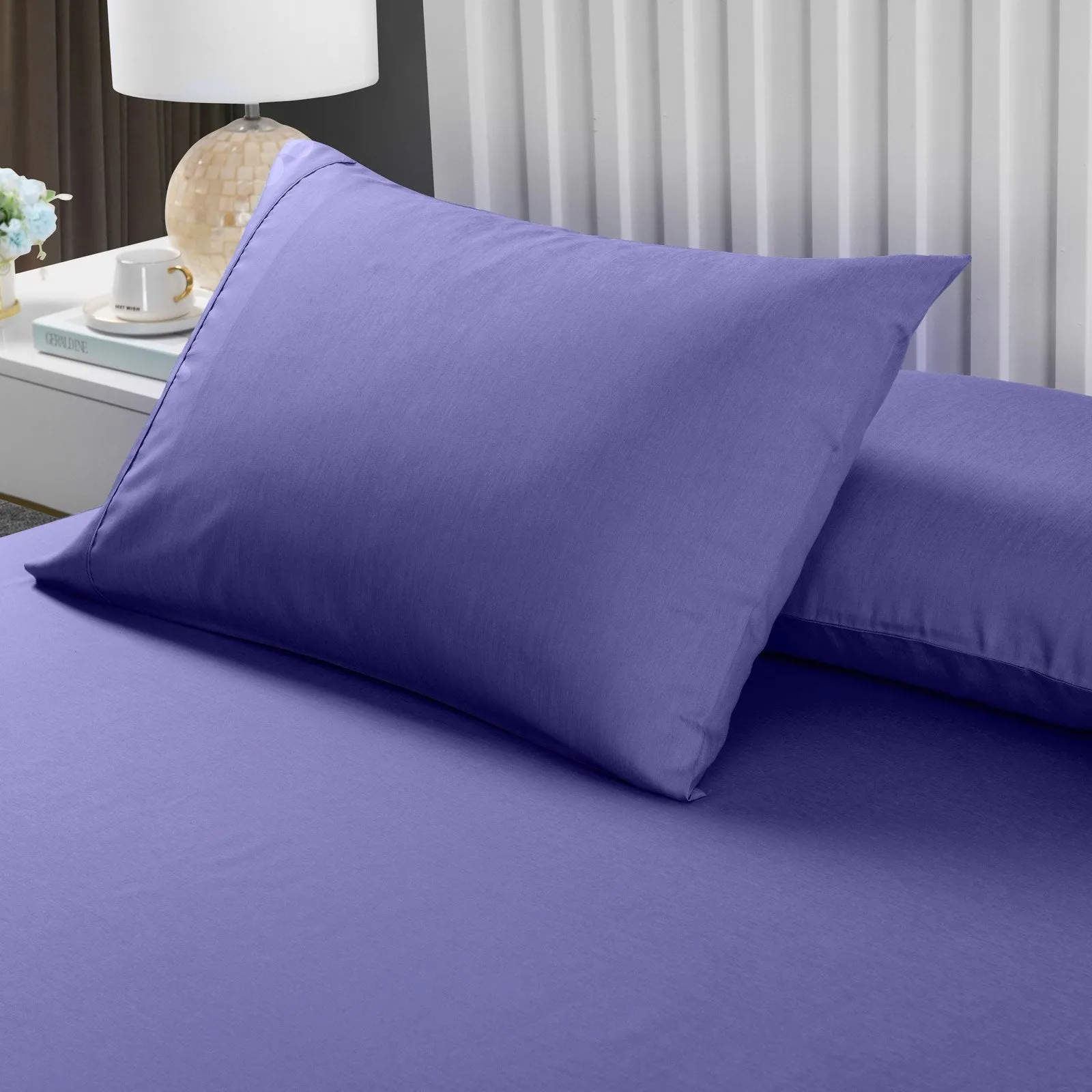 Royal Comfort 2000TC 3 Piece Fitted Sheet and Pillowcase Set Bamboo Cooling Double Royal Blue