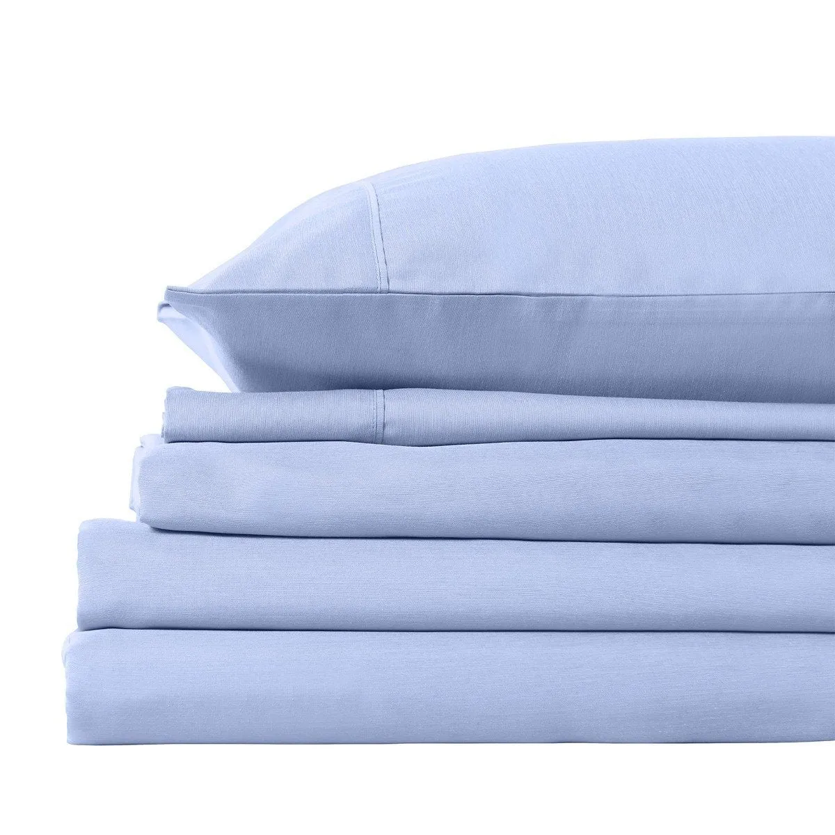 Royal Comfort 2000TC 3 Piece Fitted Sheet and Pillowcase Set Bamboo Cooling Queen Light Blue