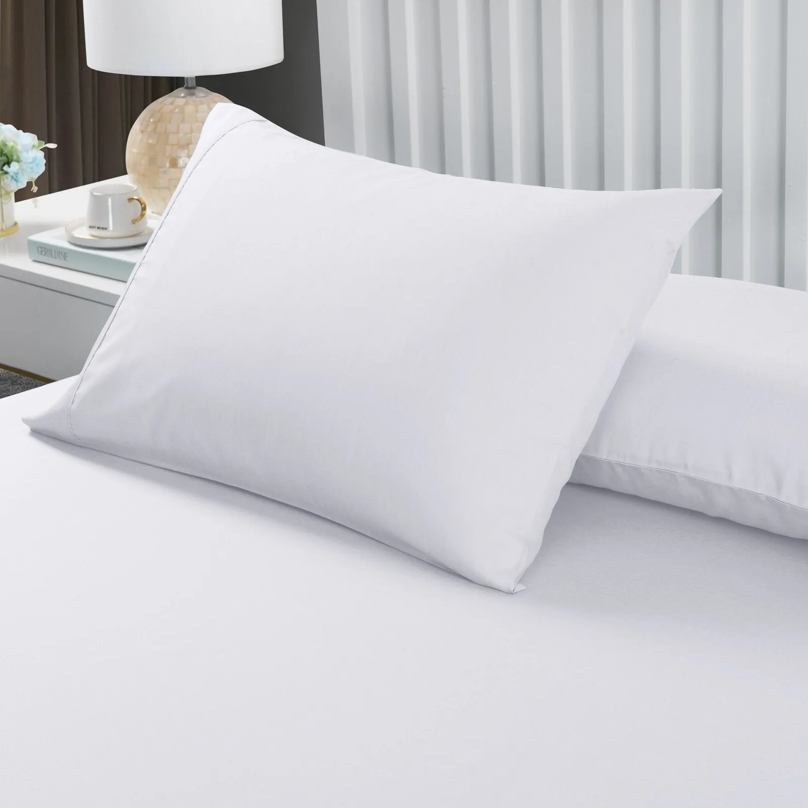 Royal Comfort 2000TC 3 Piece Fitted Sheet and Pillowcase Set Bamboo Cooling Queen White