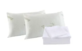 Royal Comfort Bamboo Blend Sheet Set 1000TC and Bamboo Pillows 2 Pack Ultra Soft Queen White