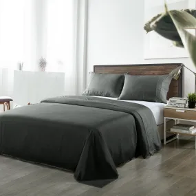 Royal Comfort Bamboo Blended Sheet & Pillowcases Set 1000TC Ultra Soft Bedding Queen Charcoal