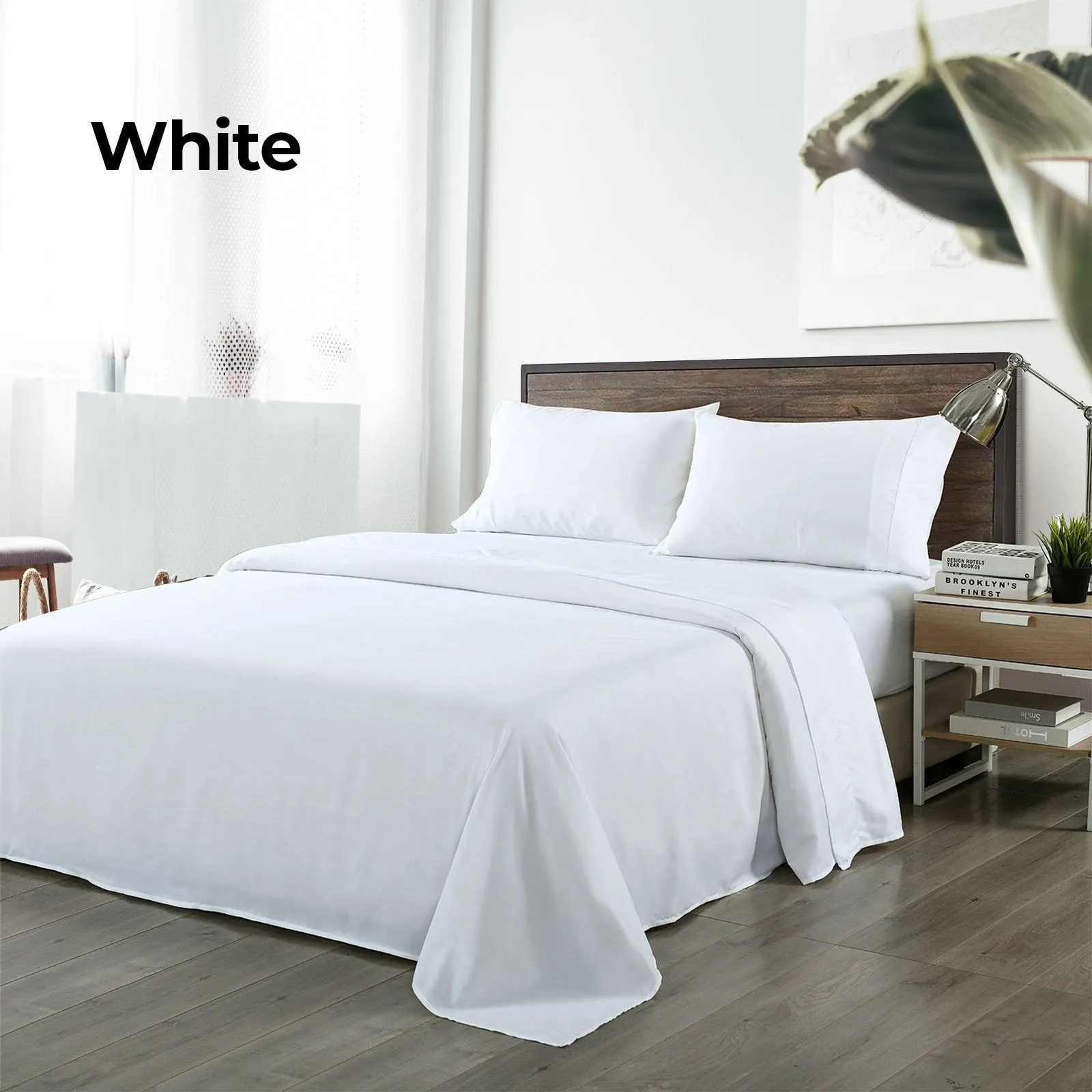 Royal Comfort Bamboo Blended Sheet & Pillowcases Set 1000TC Ultra Soft Bedding Queen White