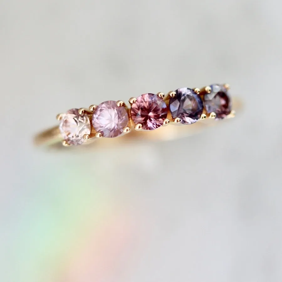 Royal Flush Purple Ombré Round Brilliant Cut Spinel Band