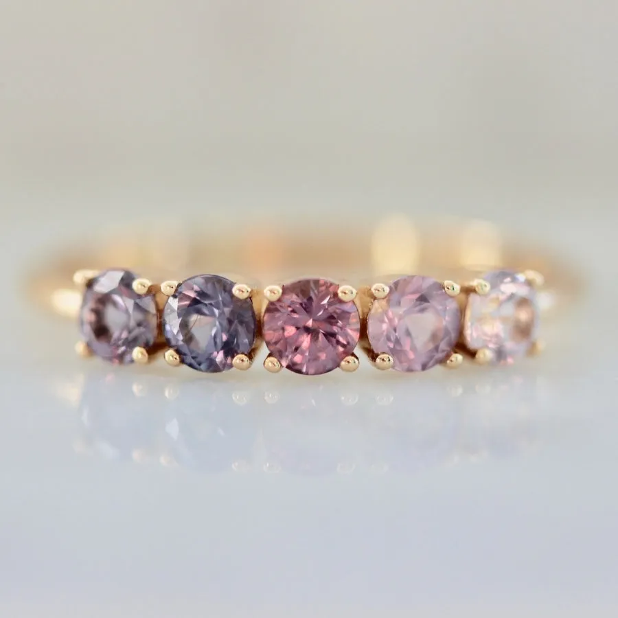 Royal Flush Purple Ombré Round Brilliant Cut Spinel Band