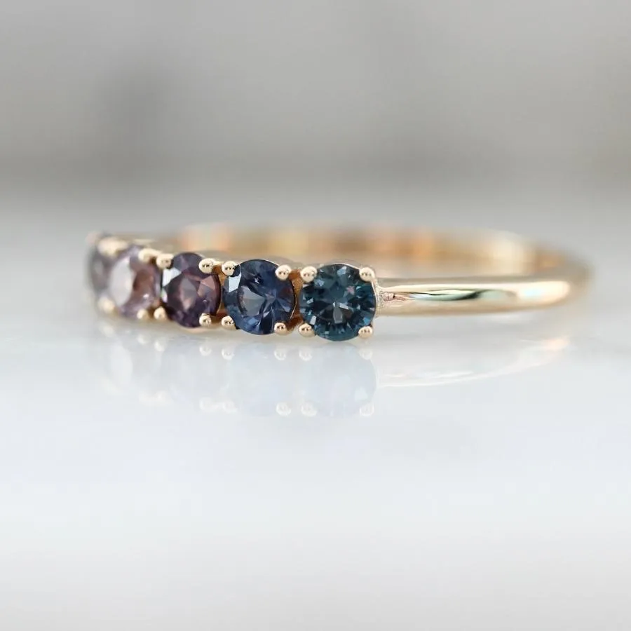 Santeria Purple-Blue Ombré Round Brilliant Cut Spinel Band