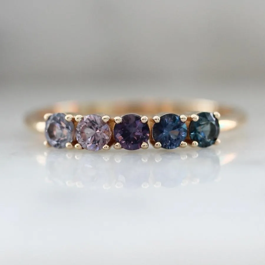 Santeria Purple-Blue Ombré Round Brilliant Cut Spinel Band