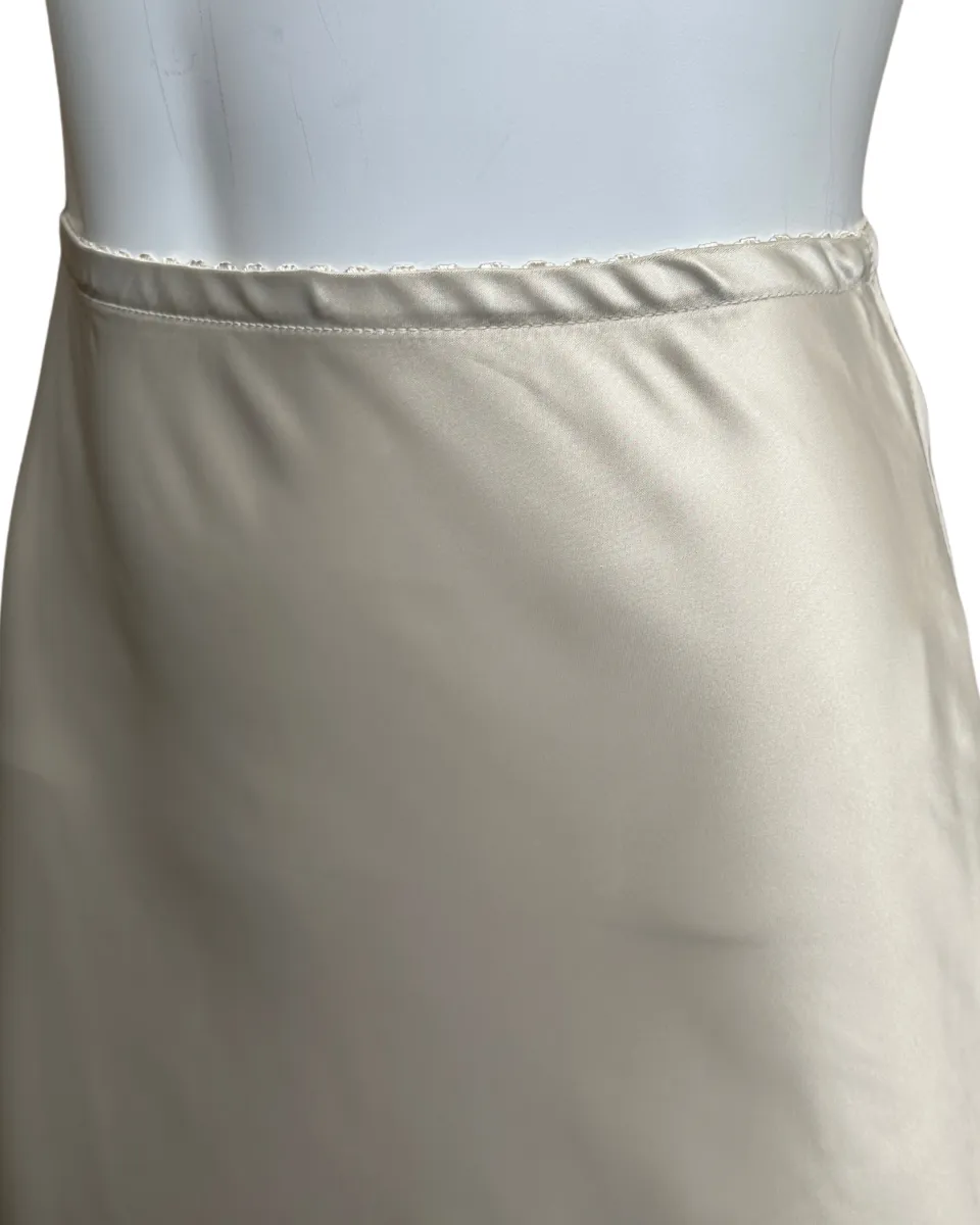 SATIN SLIP MIDI SKIRT - Champagne