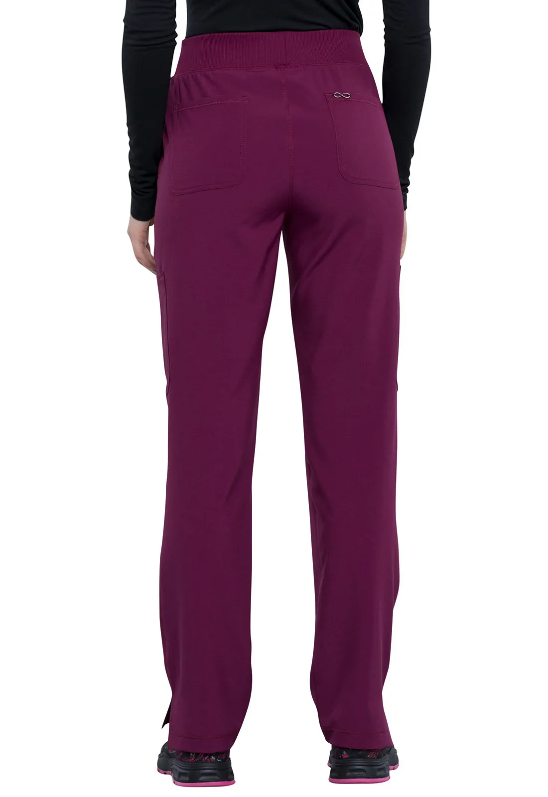 Scrub Pants - Cherokee Infinity Women's Mid Rise Tapered Leg Pull-on Pants - Wine, CK065A