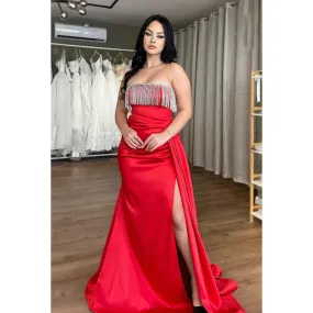 Sexy & Hot Off-Shoulder Sleeveless Mermiad Side Slit Party Prom Dress