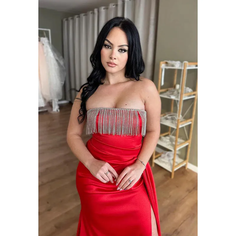 Sexy & Hot Off-Shoulder Sleeveless Mermiad Side Slit Party Prom Dress