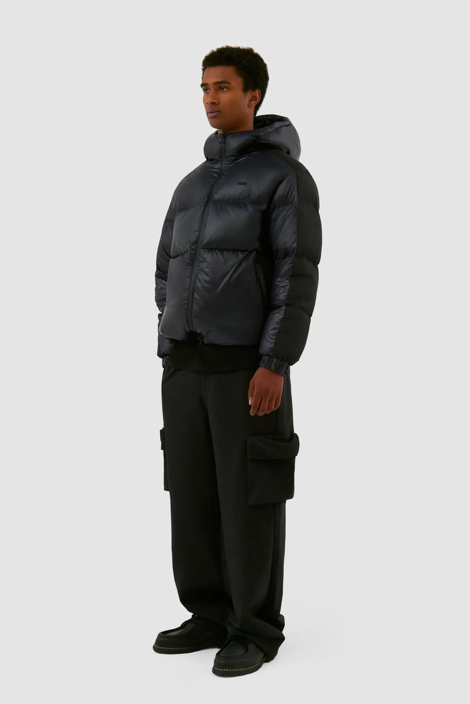 Shiny Puffer Jacket - Black