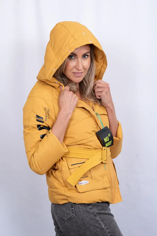 Short belted puffer with hood | TYPELAND PUFFER JACKET