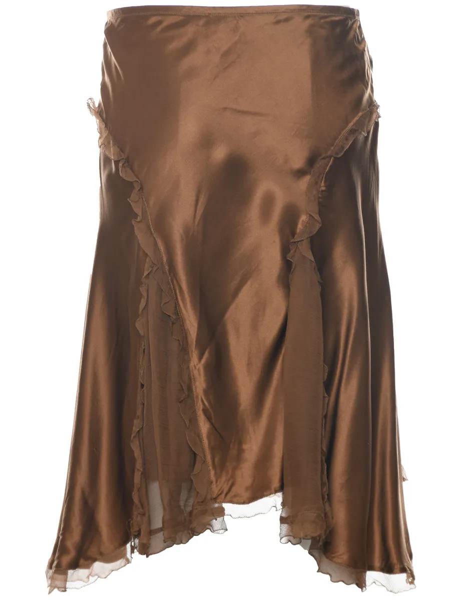 Silk Shiny Y2K Midi Skirt - XS