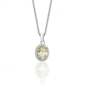 Silver & Co Halo Cubic Zirconia Pendant Chain Set with Claw - SPG0025YZ