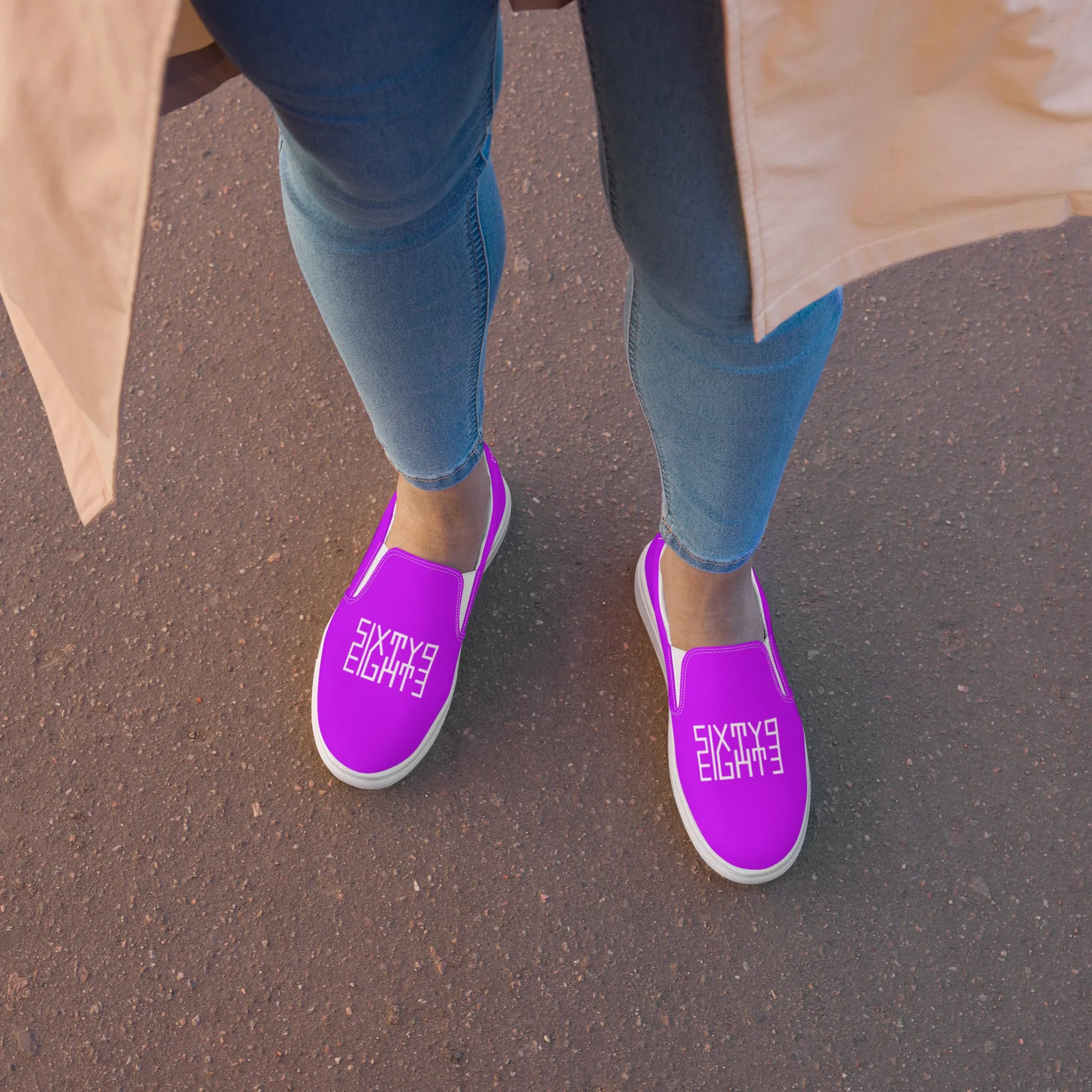 Sixty Eight 93 Logo White & Purple Women’s Slip On Shoes