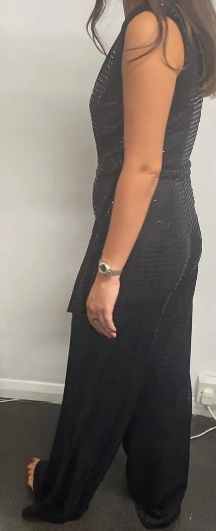 Sleeveless Black Sequin Jumpsuit