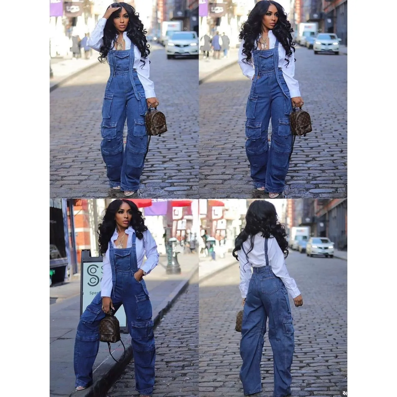 Sleeveless Denim Vintage Loose Jumpsuit.