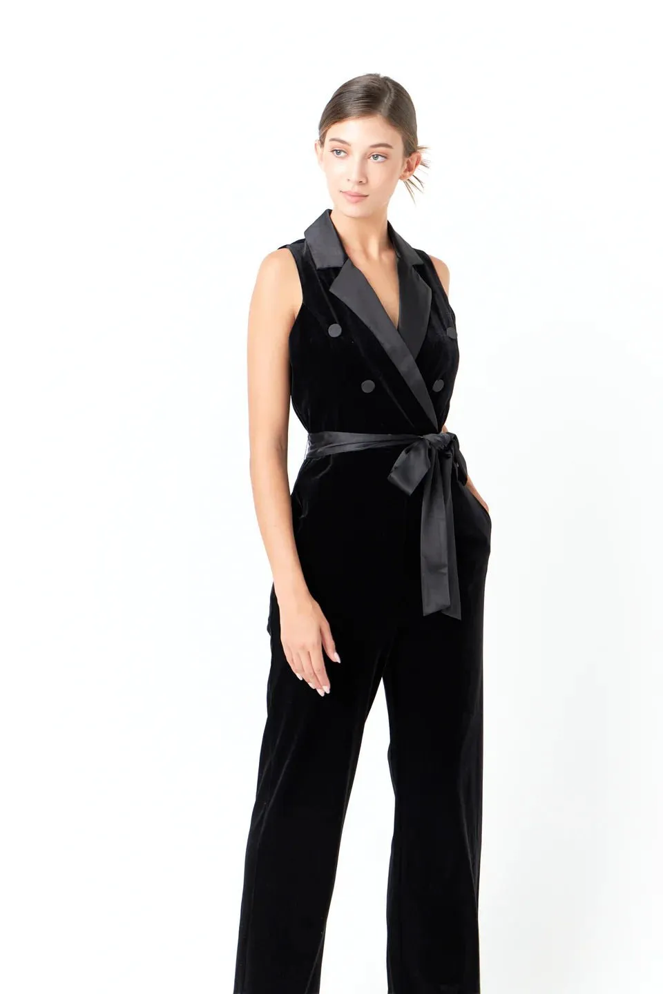 Sleeveless Velvet Jumpsuit