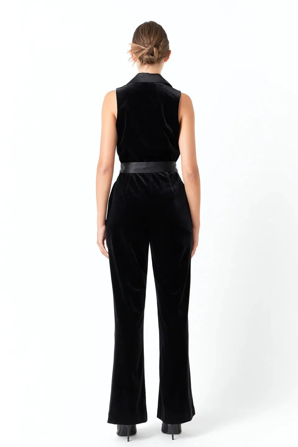 Sleeveless Velvet Jumpsuit