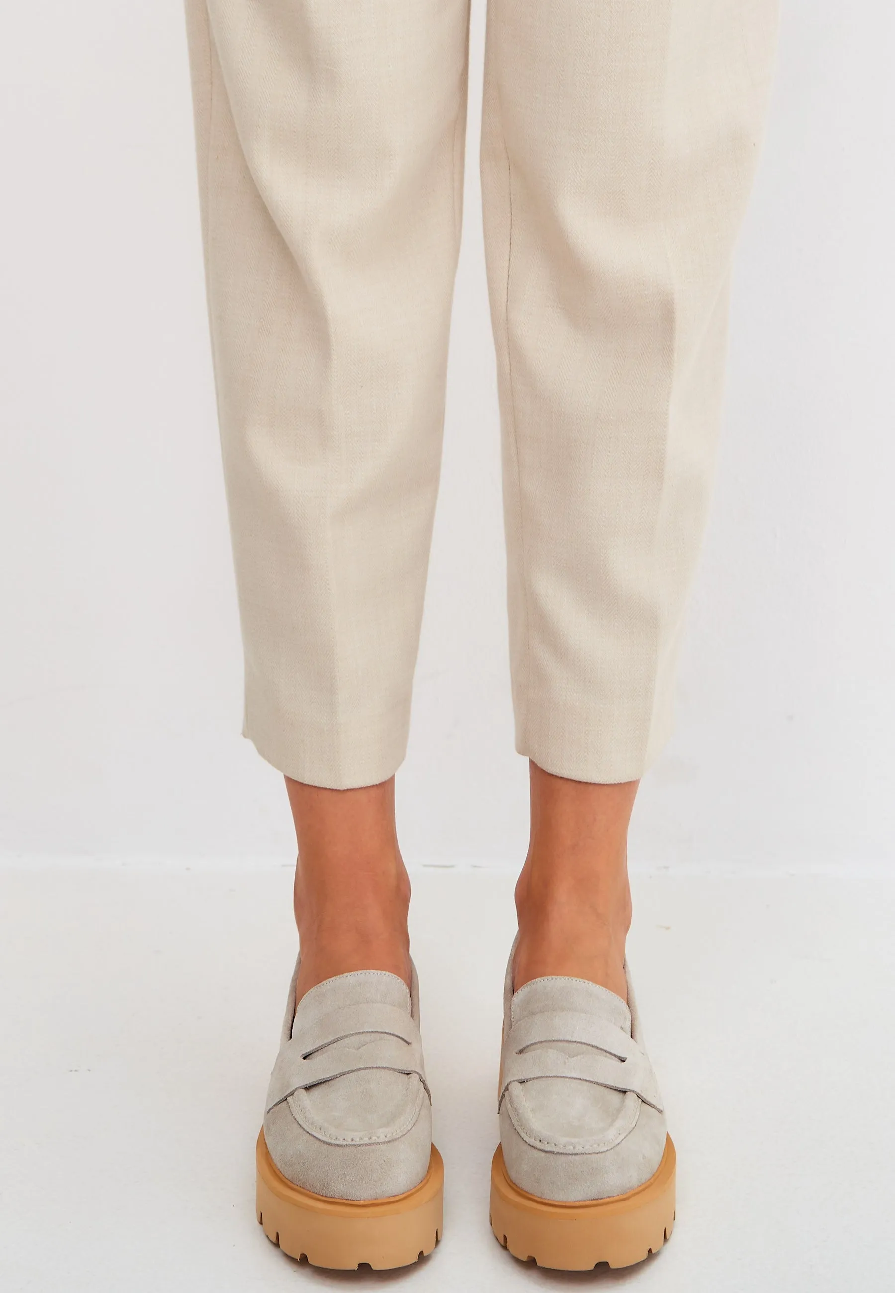 Slip-on Suede Loafers - Beige