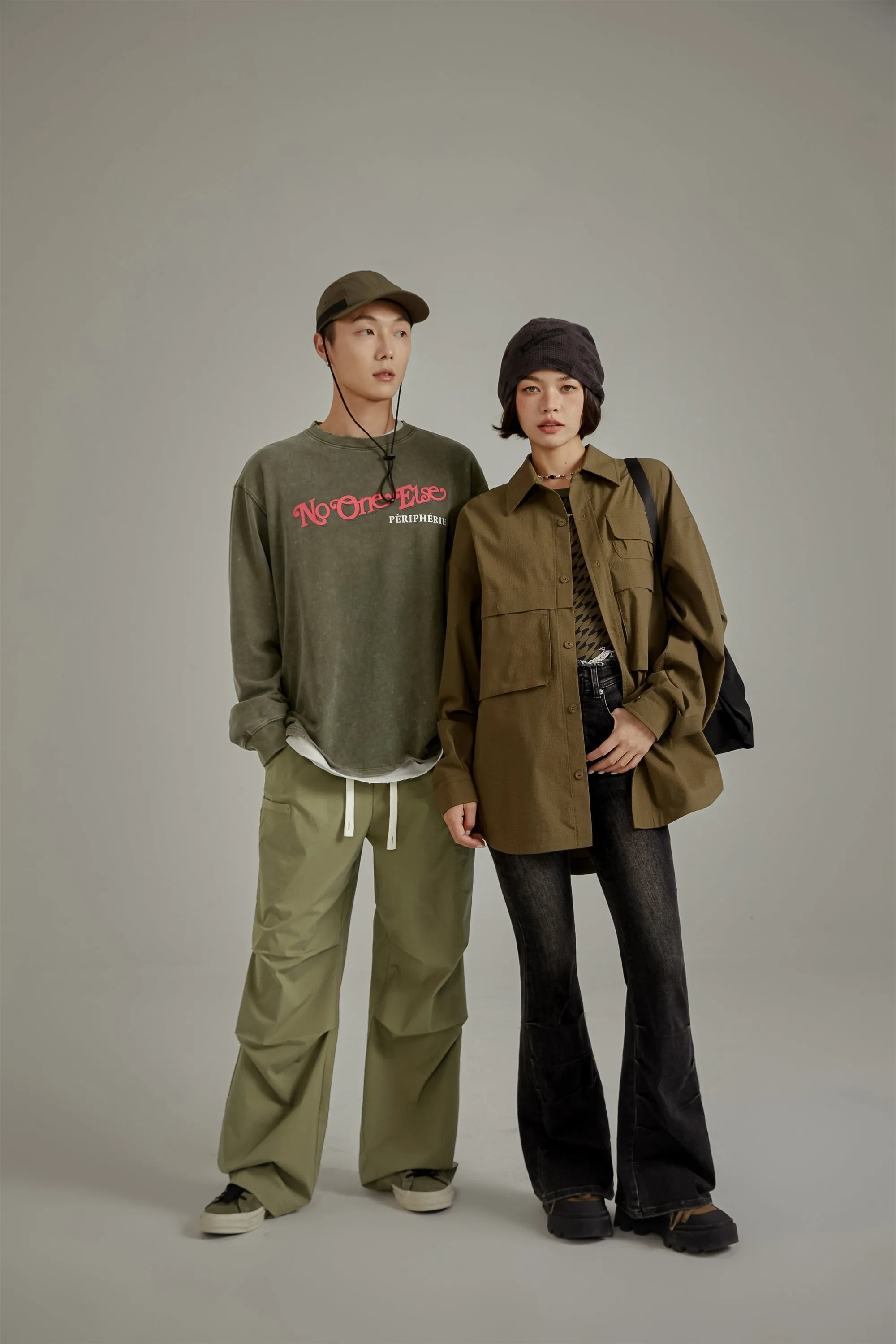 Solid Color Drawstring Casual Cargo Pants