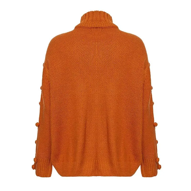 Solid Color Turtleneck Knitted Pullover Sweater