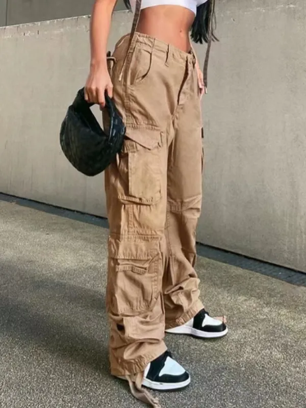 Solid Zipper Flap Pocket Cargo Pants