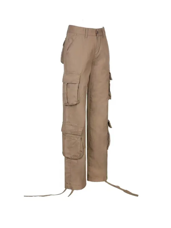 Solid Zipper Flap Pocket Cargo Pants