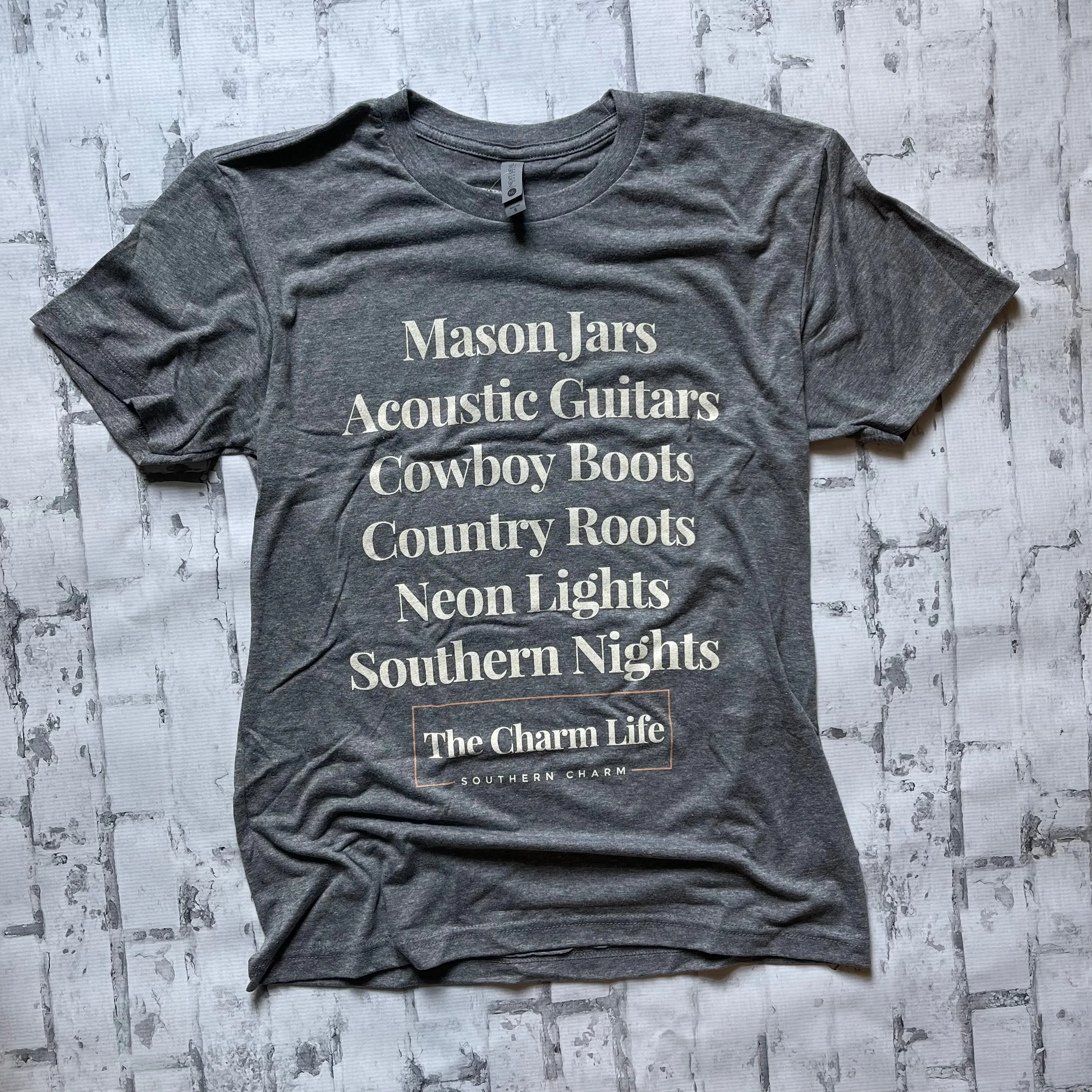 Southern Charm "Mason Jar Nights" Short Sleeve T-shirt - Heather Grey