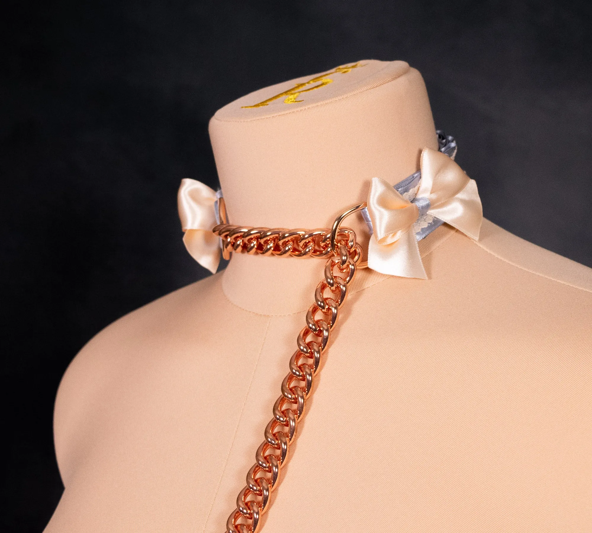 Split French Blue Slip Chain Collar