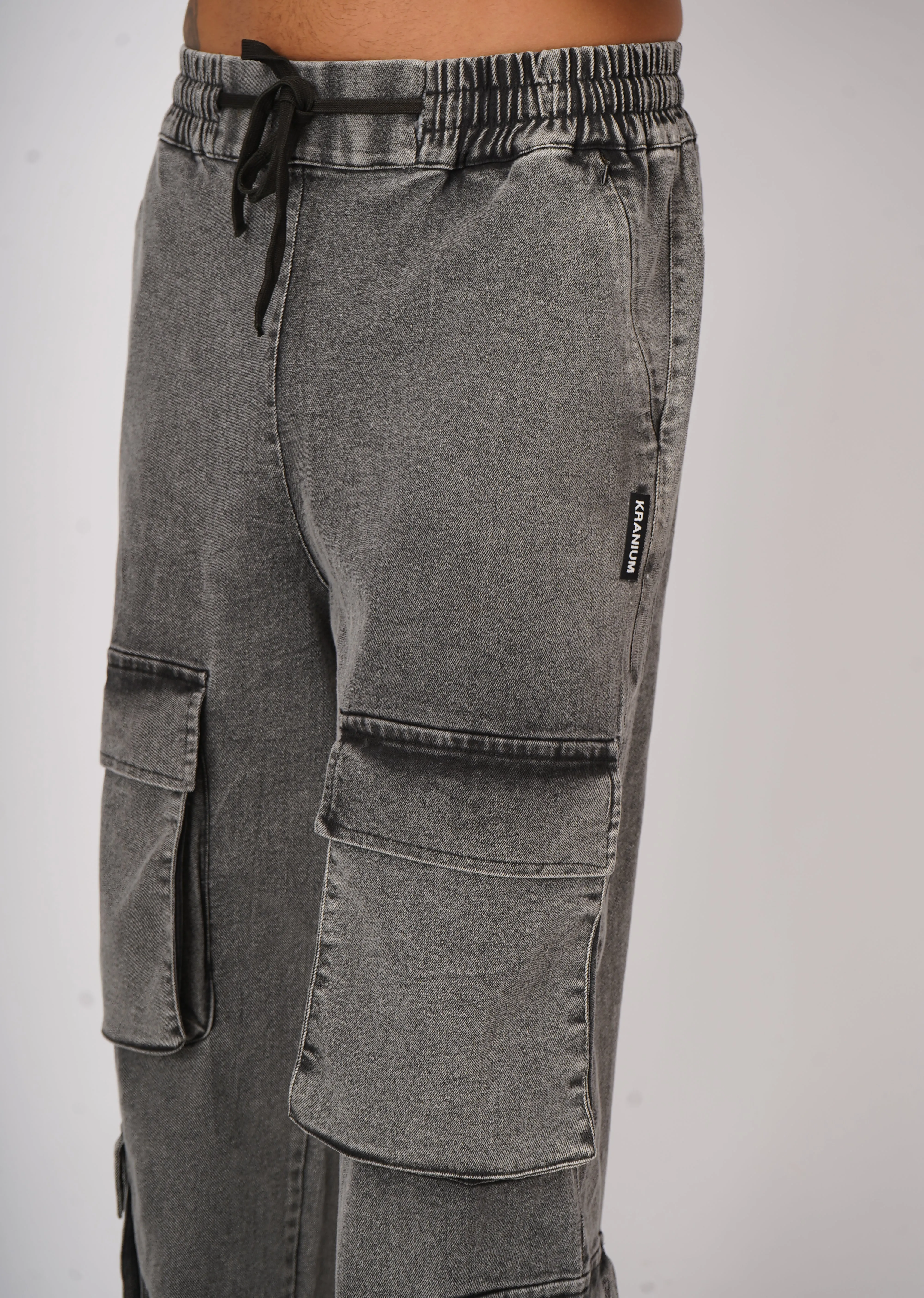 Stone Wash 7 Pocket Chillfit Denim Cargo Pants