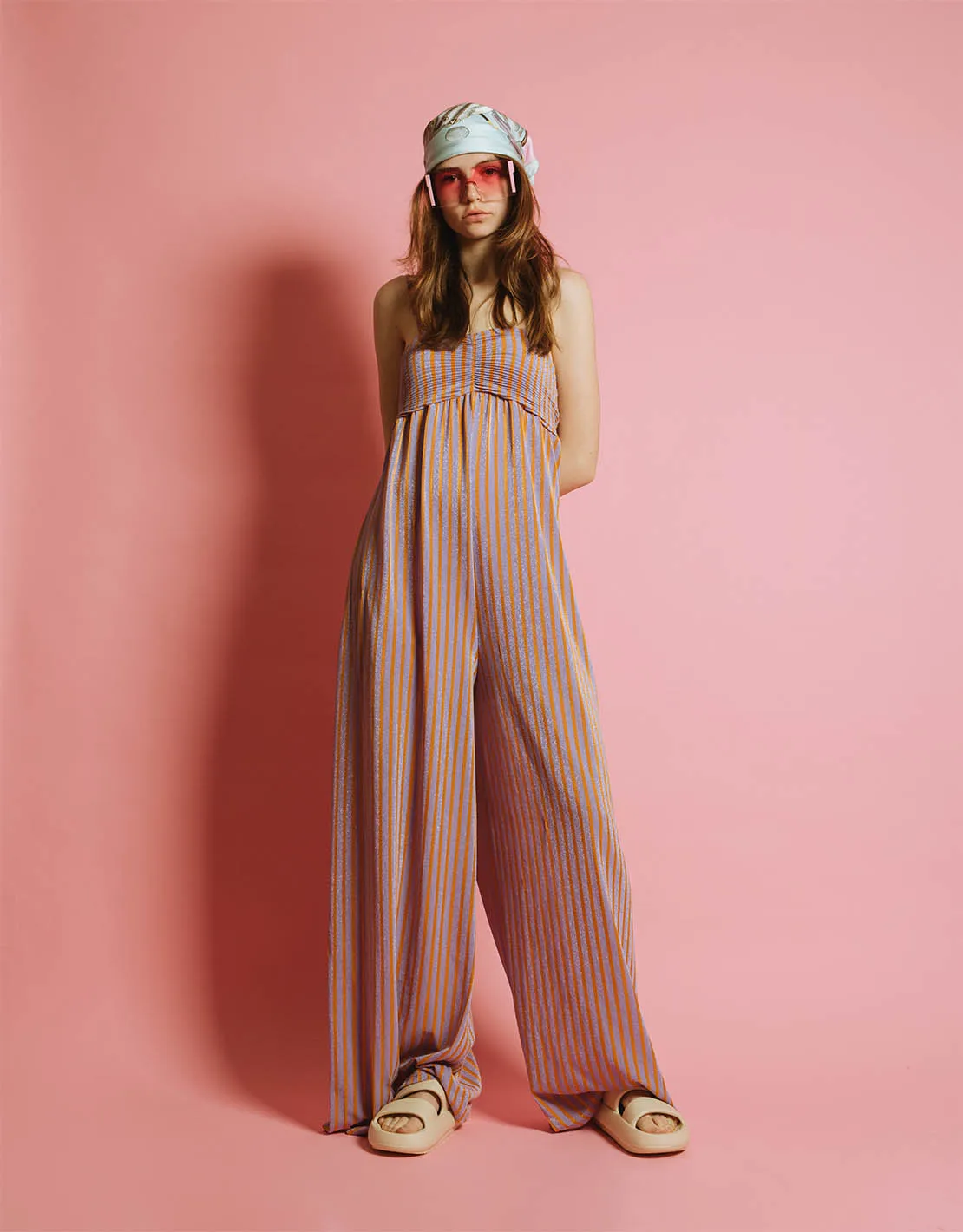 Striped jumpsuit spaghetti straps