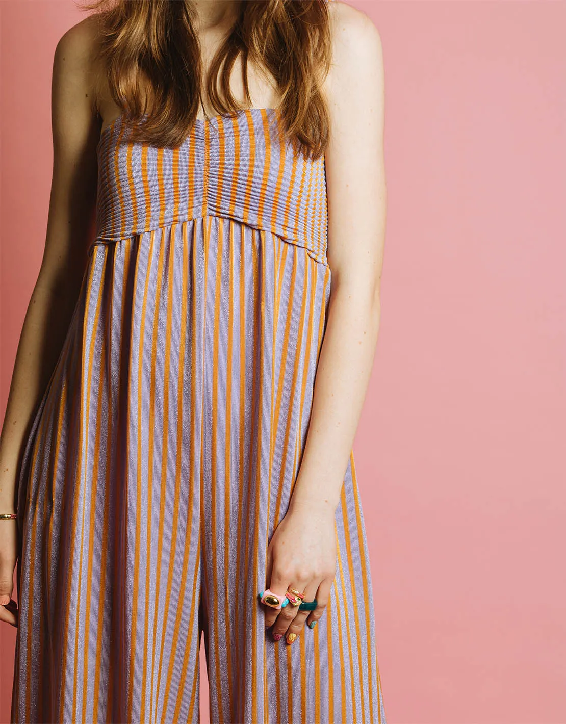 Striped jumpsuit spaghetti straps