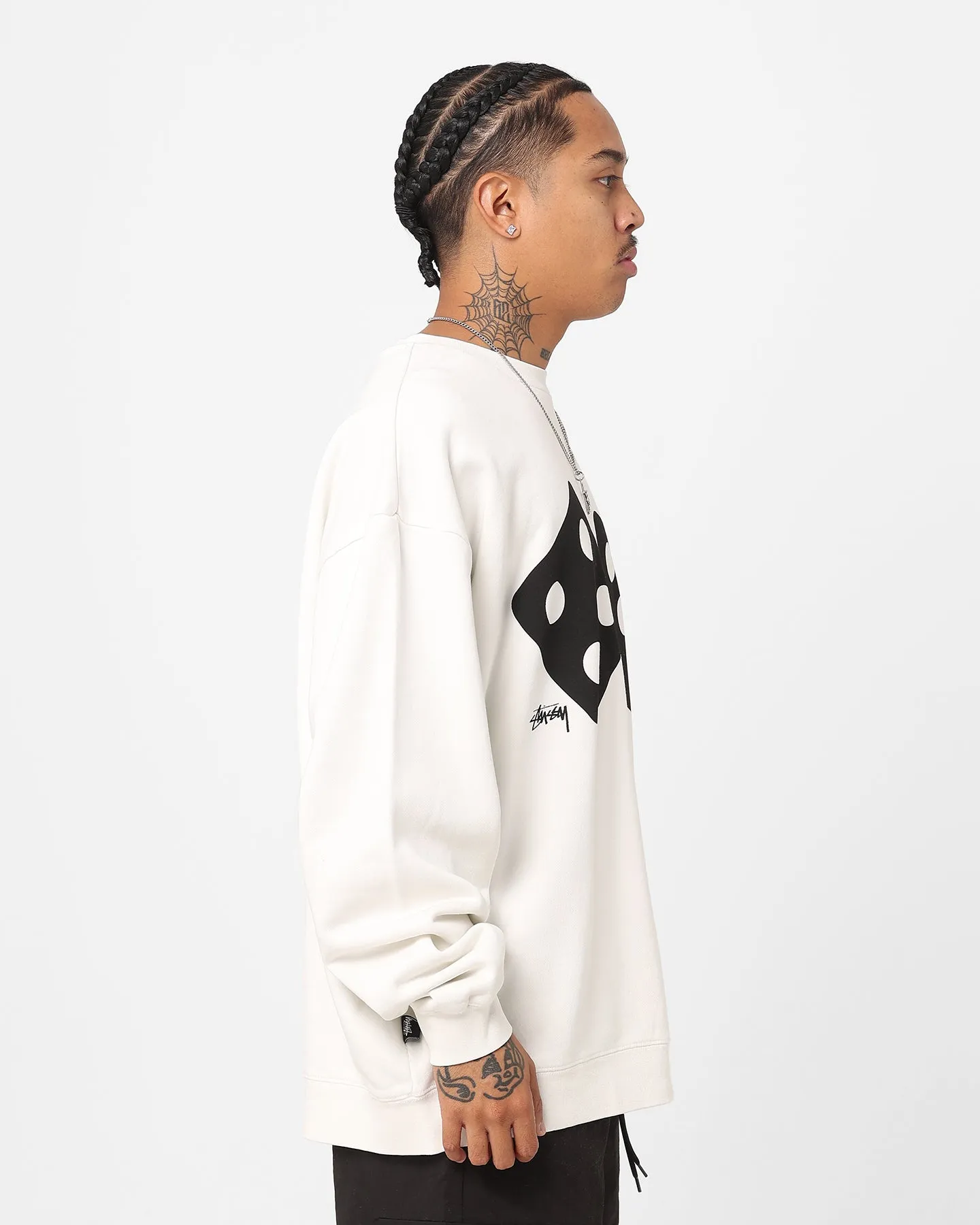 Stussy Two Dice 50-50 Crewneck Pigment White