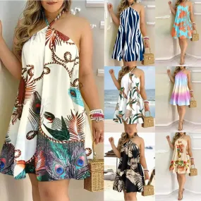 Summer Bohemian Style High Waist Pleated Short Skirt Dress - Elegant Casual Dress for Women