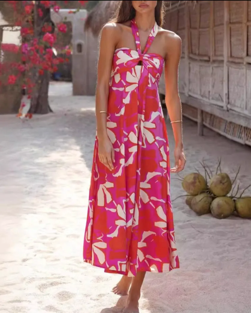 Summer Sleeveless Printed A-line Dress