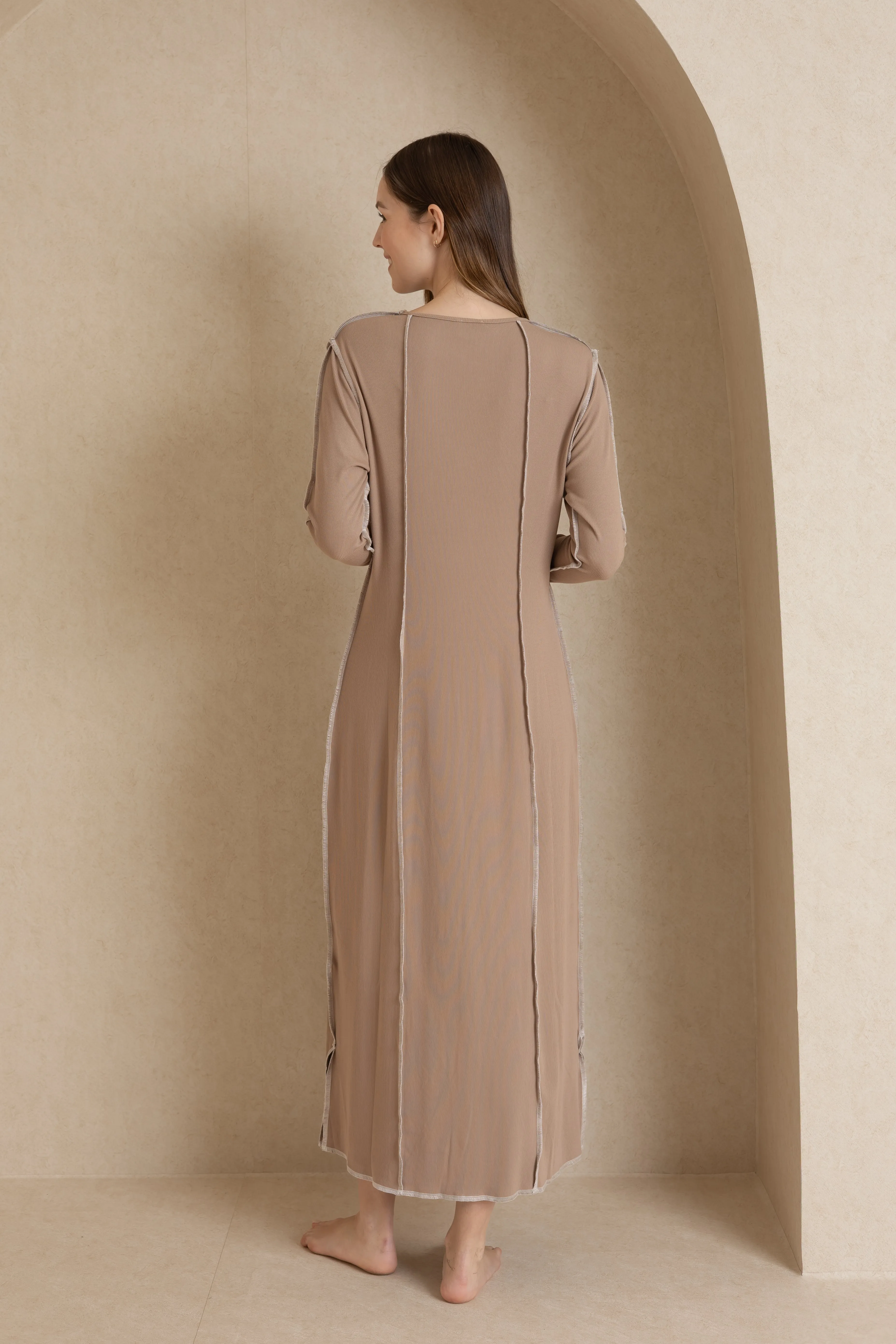 Tan Serged Seam Maxi