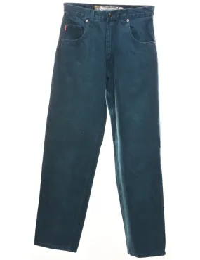 Teal Mid-Rise Tapered Jeans - W30 L32