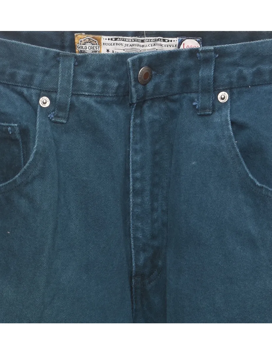 Teal Mid-Rise Tapered Jeans - W30 L32