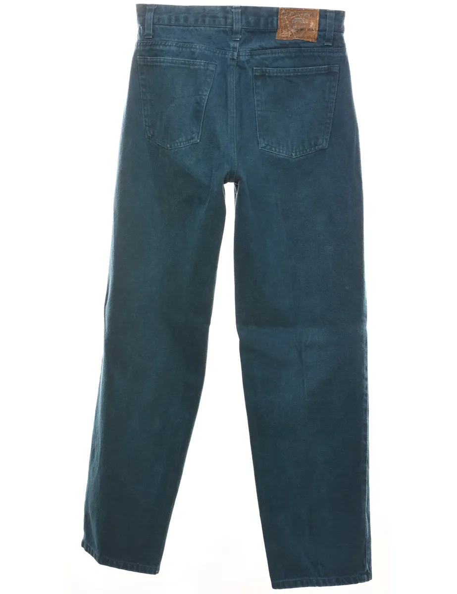 Teal Mid-Rise Tapered Jeans - W30 L32